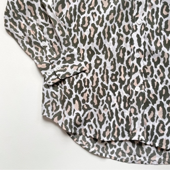 Equipment Slim Signature Silk Blouse Army Jacket Multi Leopard Print Small NWT - Picture 4 of 8
